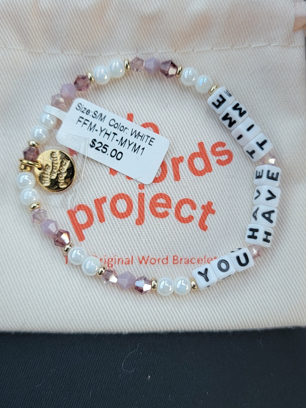YOU HAVE TIME Beaded Stretch Bracelet - White & Light Pink
